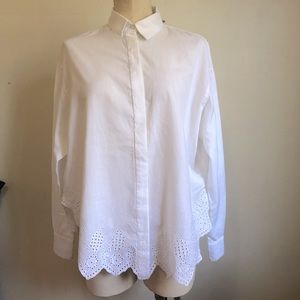 H&M Eyelet Hem Long Sleeve Blouse